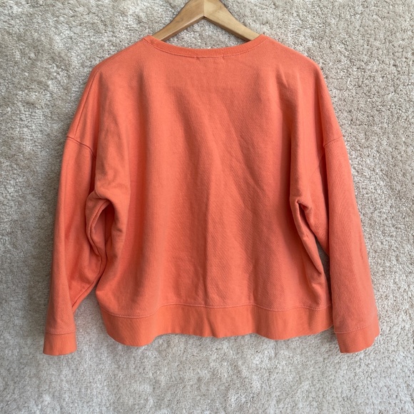 Oak + Fort Sweathshirt Womens One Size Fits All Orange Tops with Side Slit - Picture 7 of 7